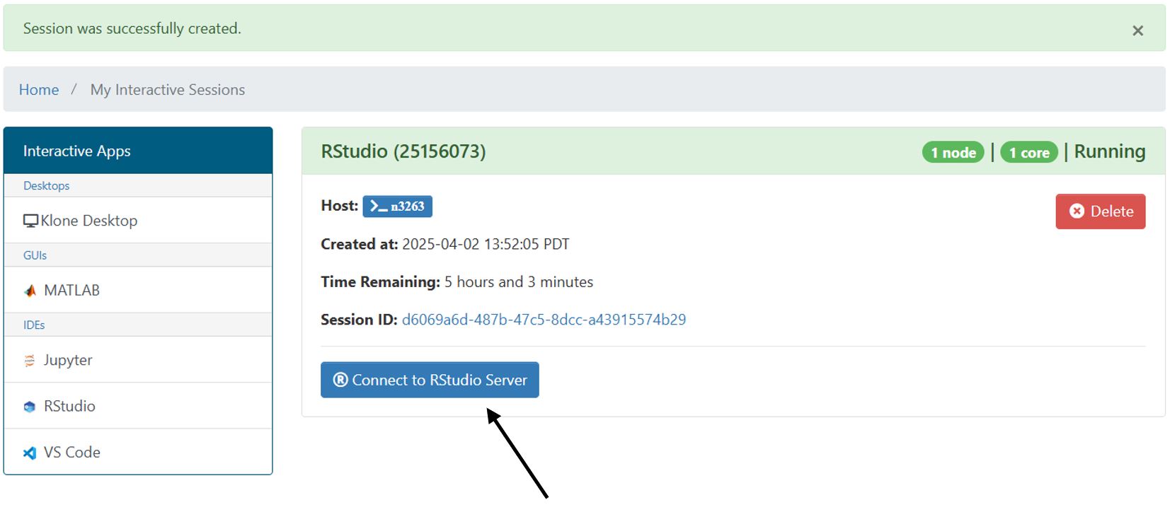 Connecting to the Rstudio server on Hyak&#39;s OOD.