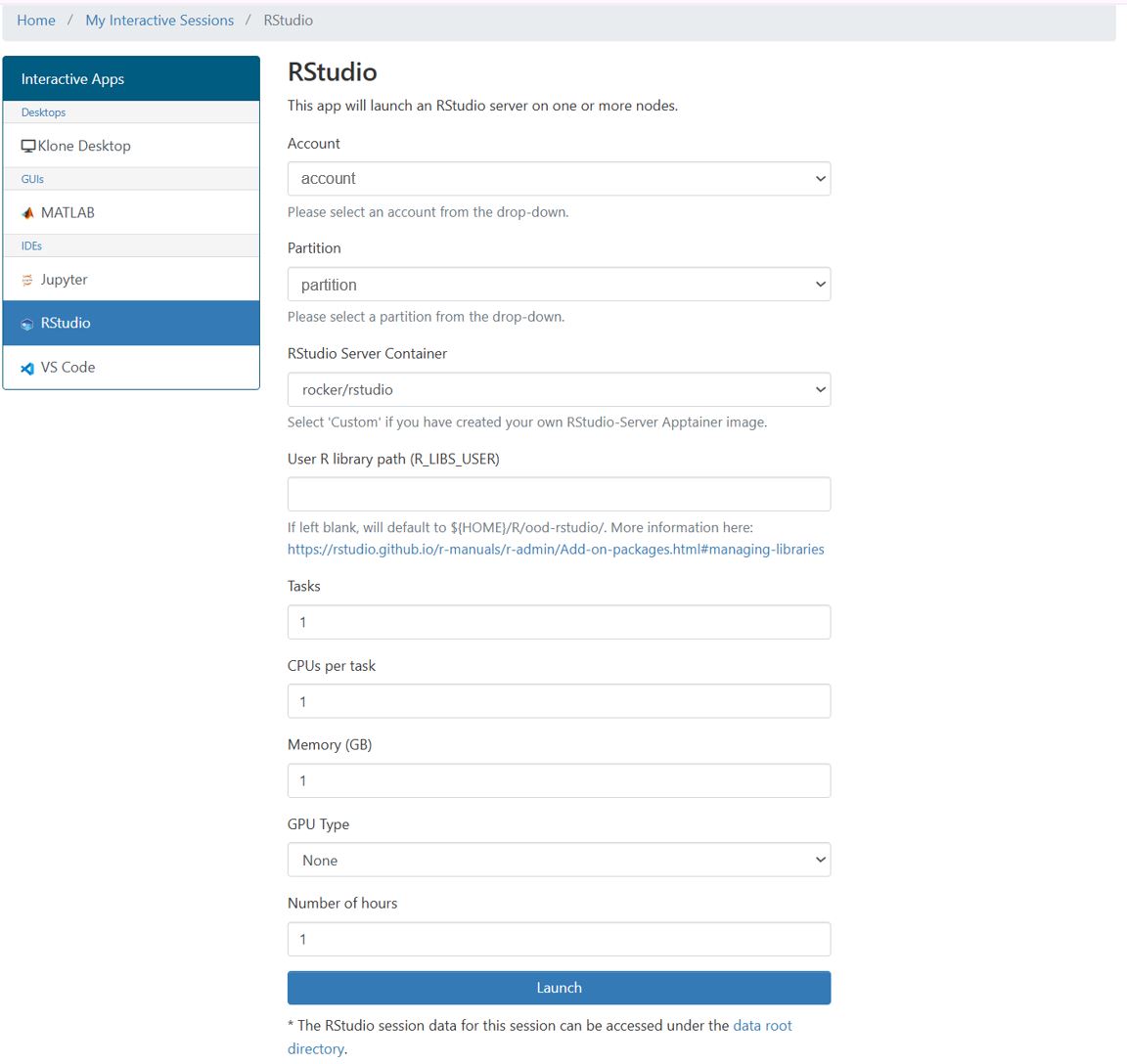 Sample Rstudio form on Hyak&#39;s OOD.
